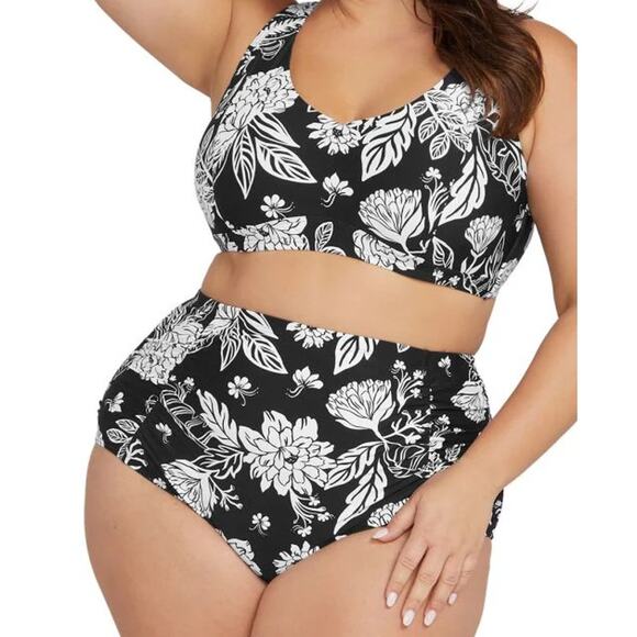 ARTESANDS Raphael High Waist Swim Bottoms 20W Black Opus Print Pant NWT - Picture 3 of 13